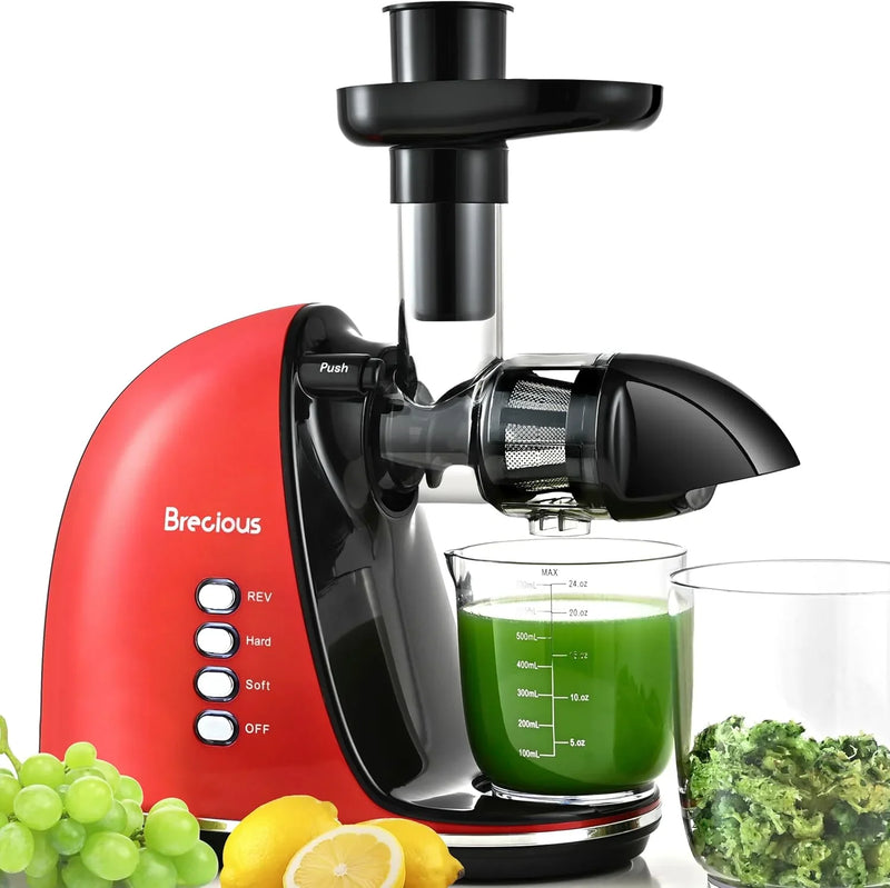 Slow Masticating Juicer,Brecious Cold Press Juicers with 2 Speed Modes & Quiet Motor,Juicers Machines Vegetable and Fruit with Reverse Function,Celery Juicer,BPA-Free,Easy to Clean (Black) G0957