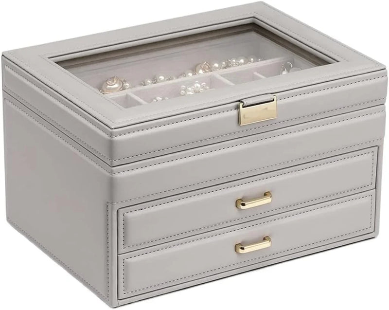 Jewelry Box Jewelry Case PU Leather Jewelry Box Jewelry Storage Box Earring Ear Stud Ring Necklace Organizer Case Jewelry Organizer E7743