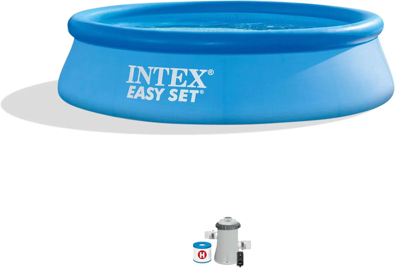 28167EH Easy Set Inflatable Swimming Pool Set: 15ft x 48in – Includes 1000 GPH Cartridge Filter Pump – Removable Ladder – Pool Cover – Ground Cloth G6342