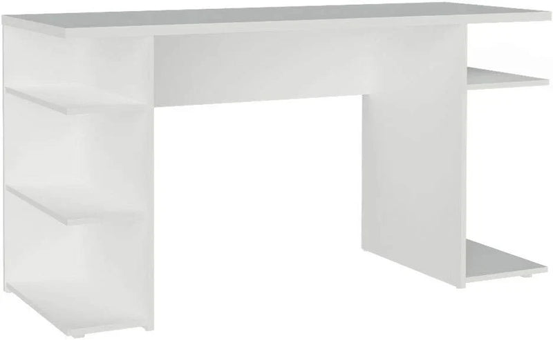 Madesa Large Modern Gaming Computer Desk 53 Inch with 5 Shelves Cable Management Student Study Wooden Table Home Office Gamer Desk for Kids and Adults - White N1514