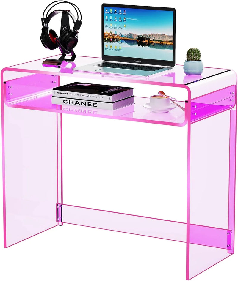 Acrylic Desk Laptop Workstation Study Table Home Office Console Table Entrance Tables Decor (Green) B0729