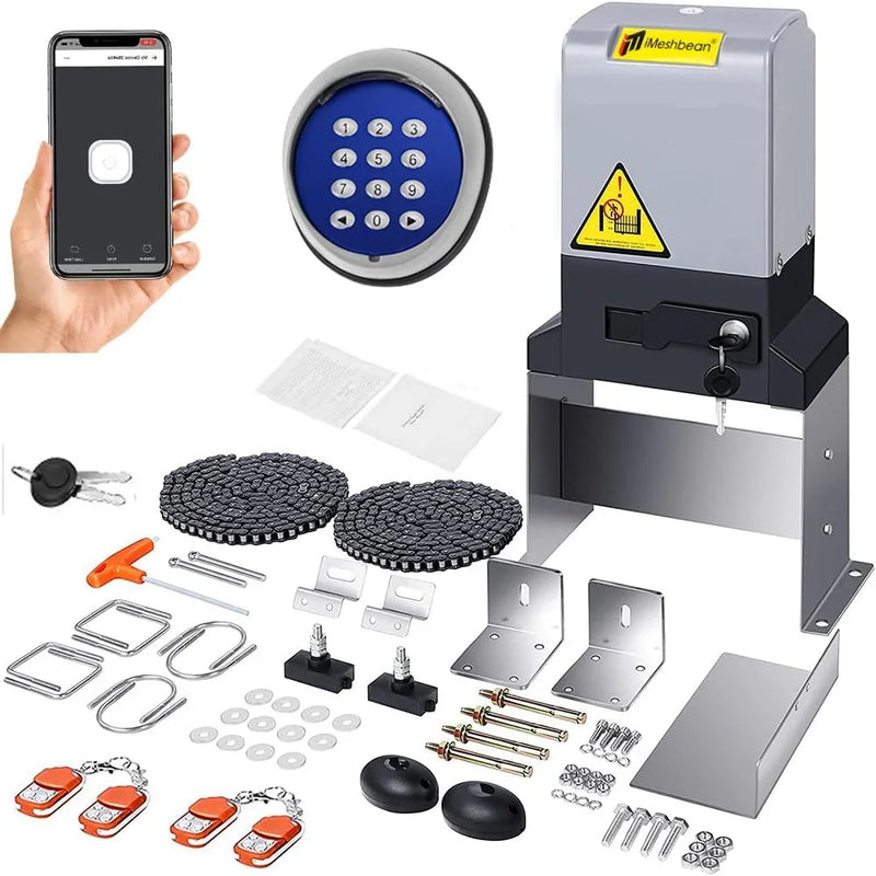 Automatic sliding door opener (controlled via APP), equipped with 4 remote controllers, 750-watt electric sliding door opener motor remote control kit, with wireless keyboard, suitable for sliding door openers up to 40 feet in length. L0802