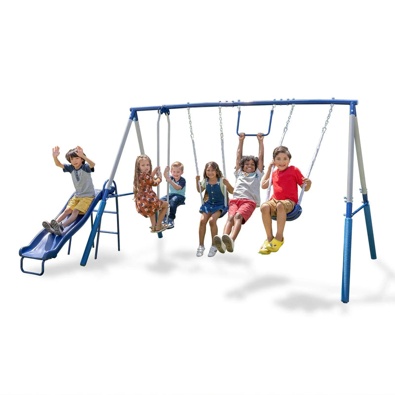 Swing Set, Outdoor Playset for Kids with Slide H6120