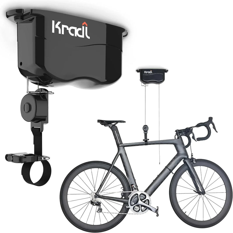 Wall-mounted bicycle lifting frame and storage rack. A bicycle storage and lifting frame that does not require electricity, nor clumsy ropes or pulleys. F1273