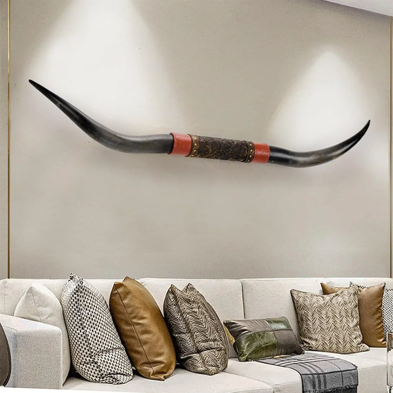 70" Long Horn Bull Horns, Longhorn Skull Wall Decor, Faux Taxidermy, Rustic Animal Head Wall Art, Living Room Decor O4939