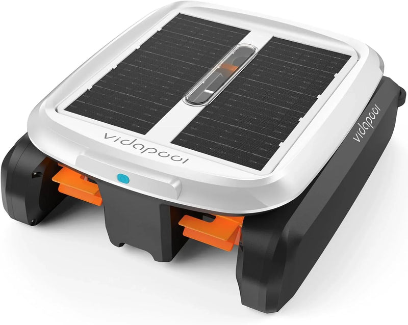 Solar Powered Automatic Robotic Pool Skimmer Cleaner,Solar Pool Surface Cleaner Dual Mode with Obstacle Avoidance Daytime ＆ Overnight Continuous Cleaning Ideal for All Swimming Pool-White H3057
