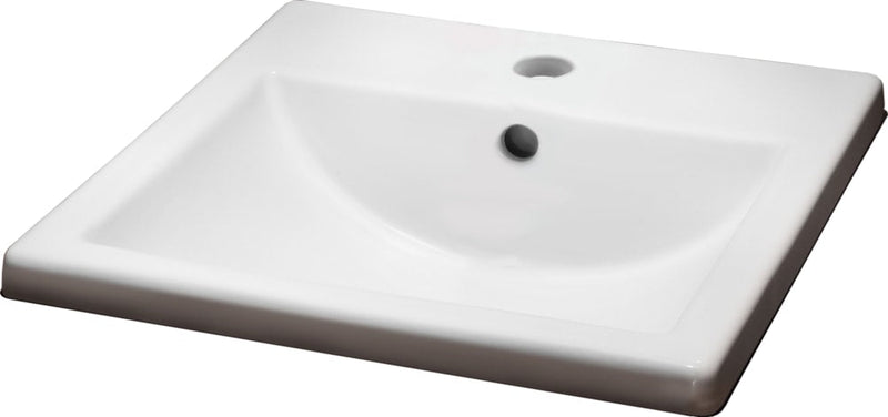 Marquette Square Drop-In Bathroom Sink/Basin with Overflow, White, 16x16-in R4338