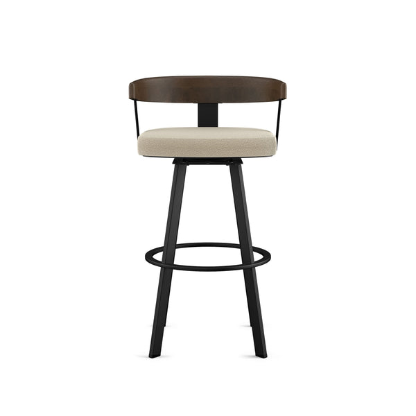 Lars Wood Swivel Counter Stool with Backrest, Black Frame, 26-in N3429