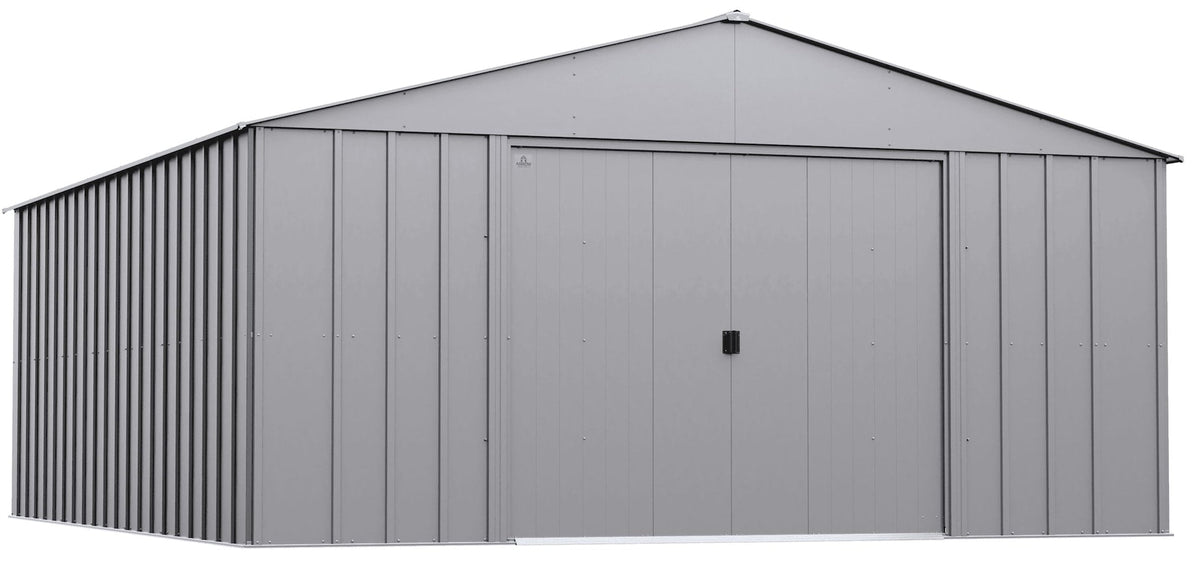 Classic 14x17-ft Flute Grey Corrosion-Resistant Metal Shed