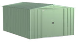 Classic Galvanized Steel Storage Shed, Sage Green, 10-ft x 14-ft