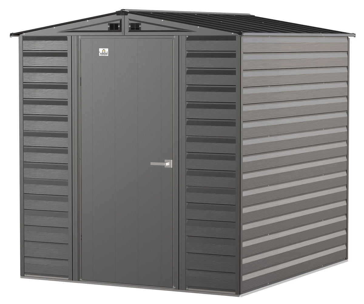 Select Galvanized Steel Storage Shed, Charcoal, 6-ft x 7-ft