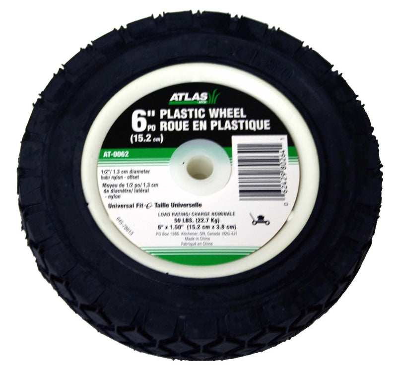 Lawn Mower Replacement Wheel, Wide Tread, 6-in x 1.5-in L4624