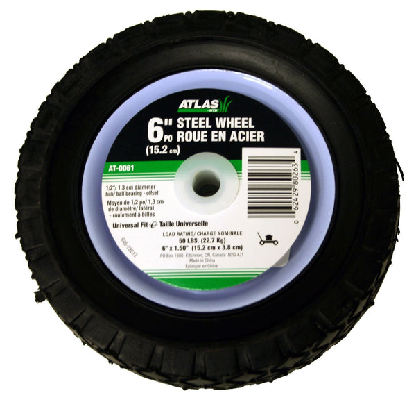 Steel Lawn Mower Wheel with Ball Bearings, 6-in x 1.5-in P3435