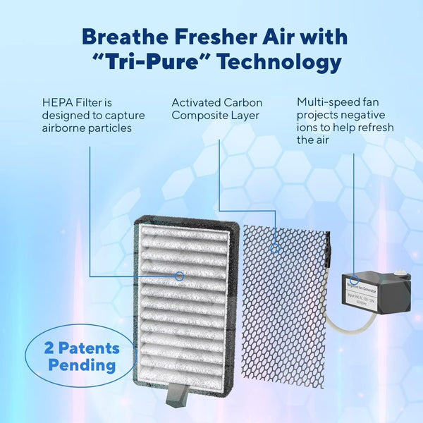 DSTx Portable Air Purifier - HEPA Filter, Plug-In Ionizer for Home, Bedroom, Pets, Smoke, Dust, and Odors F5407