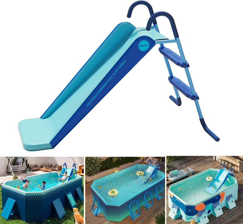 Pool Slide Inflatable Swimming Water Slide, Summer Swimming Pool Supplies Universal Trampoline Ladder Backyard Slide Home Playground Equipment O2073