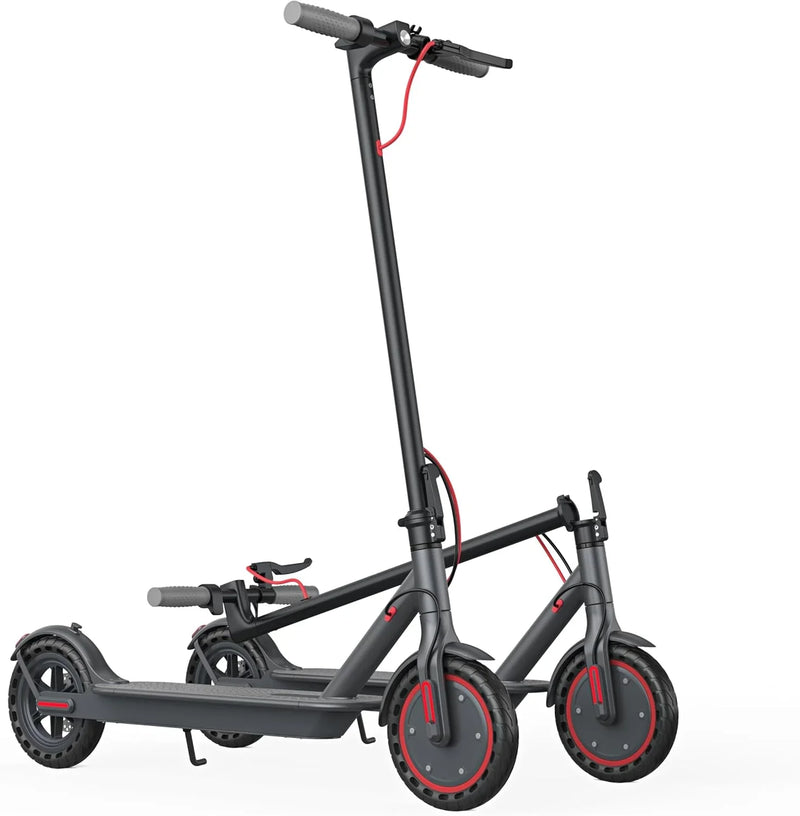Electric Scooter - 8.5" Solid Tires, 350W Motor, Up to 19 MPH and 21-23 Miles Long-Range Portable Foldable Commuting Scooter for Adults with Double Braking System and App Q8820