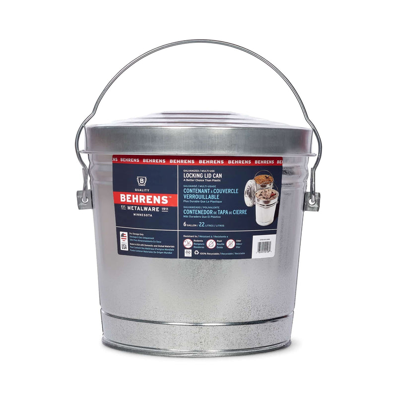 Galvanized Steel Multi-Use/Garbage Can with Locking Lid, 22-L (6 US gal) J4100