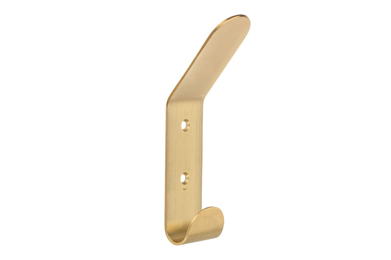 Bent Metal Double Hook, Satin Brass N6141