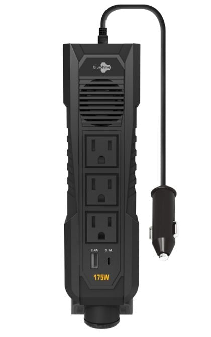 Power Inverter with USB Ports & Electrical Outlets, 175W I7210
