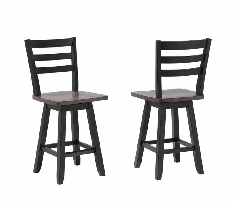 Aaron Oak/Dark Grey Swivel Counter/Bar Stool with Back Rest, 2-pc V0366