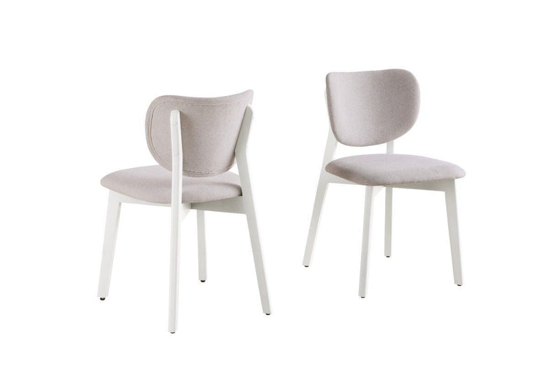 Dua Cream Fabric Upholstered Dining Chair with Curved Backrest, 2-pc L3825