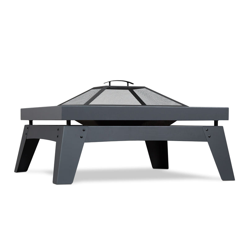 Breton Square Steel Wood Burning Fire Pit in Gray, 37-in Z1744
