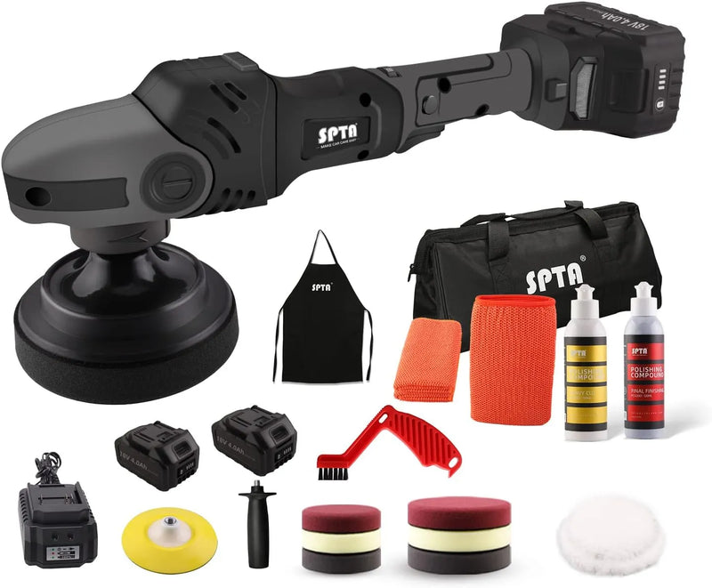 Buffer Polisher, 18V Cordless Rotary Polisher, 4Inch & 5Inch Car Polisher with 7 Variable Speed 2Pcs 4.0Ah Battery, 2 Backing Plate, 6 Polishing Pads, 2 Wool Pads for Car Polishing and Waxing G8657