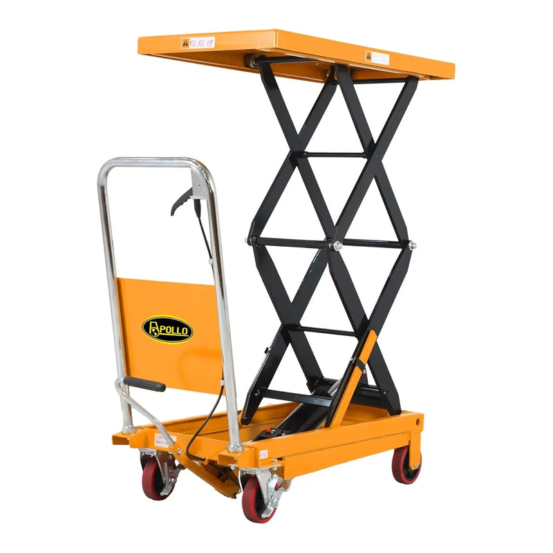 Hydraulic Lift Table Cart – 770 lbs Capacity, 51" Max Height, Double Scissor Lift with Safety Guard & 4 Wheels U9204