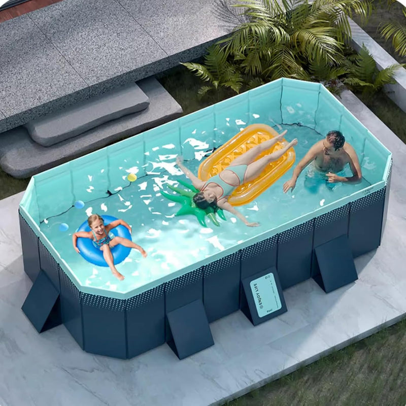 Pool Above Ground/Wood Frame Swimming Pools, 5feet/ 6foot/ 7ft/ 8ft/ 9ft/ 13ft Long Outdoor Mini Large Rectangular Pool for Indoor Outdoor Backyard Home, Toddler Adults Relax Pool (Size: 1.6x1.2x0. M7044