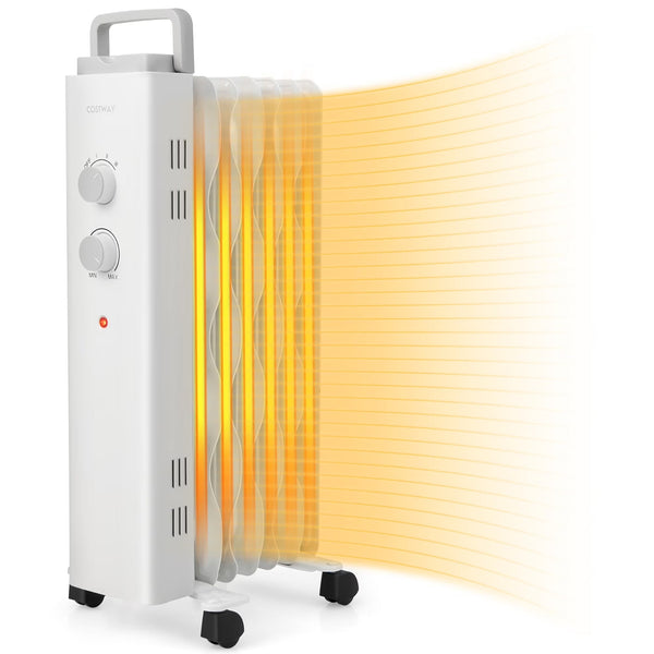 1500W Oil Filled Space Heater Electric Oil Radiant Heater w/ Safety Protection X1894