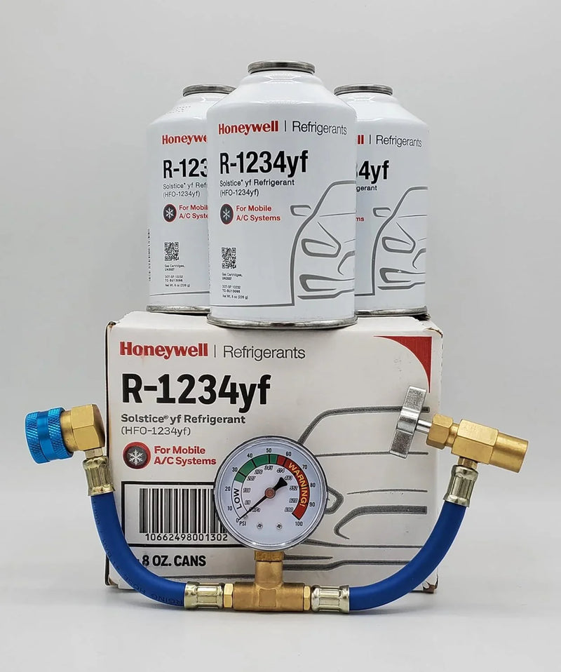 Refrigerant (3 Freon Cans) & HD Brass Can Tap with Gauge-Honey Well A9477