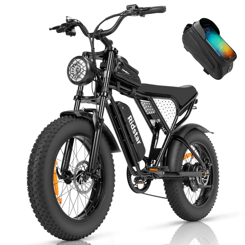 Electric Bike for Adults Ridstar, 1200W 30mph Moutain Bike,48V 15.6AH Battery E-Bike,20" Fat Tire Electric Motorcycle,Electric Bicycle 7 Speed Full Suspension N7137
