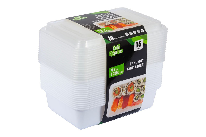 Rectangular Take Out Containers, 1.25-L, 15-pk B2170