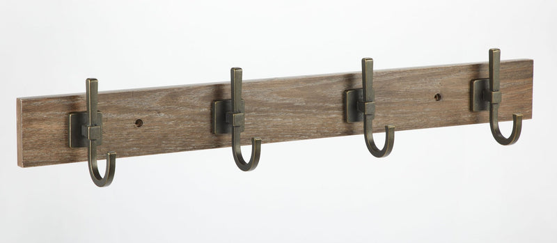 4-Hook Rail, Weathered Walnut, 27-in N7664