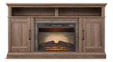 Abbotsford Media Console Electric Fireplace TV Stand, 60-in, 1400W, Includes Remote Control, Brown