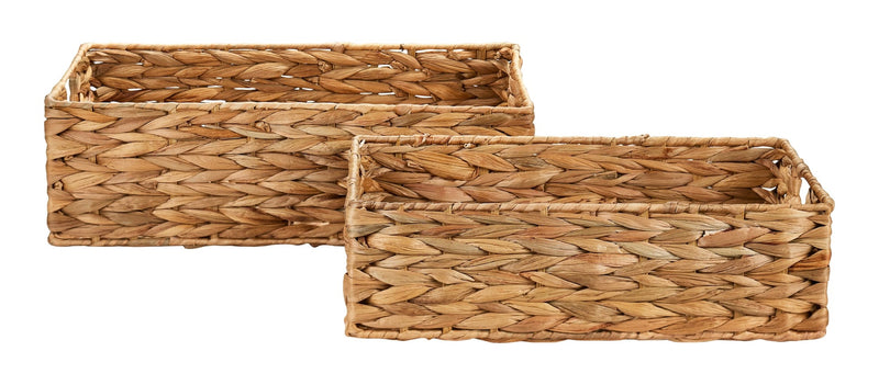 Ari Rectangle Woven Water Hyacinth Storage Basket, 2-pc B4030