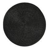 Braided Round Placemats, Black, 15-in Diameter, 4-pk