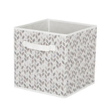 Cube Fabric Drawer Basket, White and Grey Tiled, 10.5 x 10.5 x 11-in