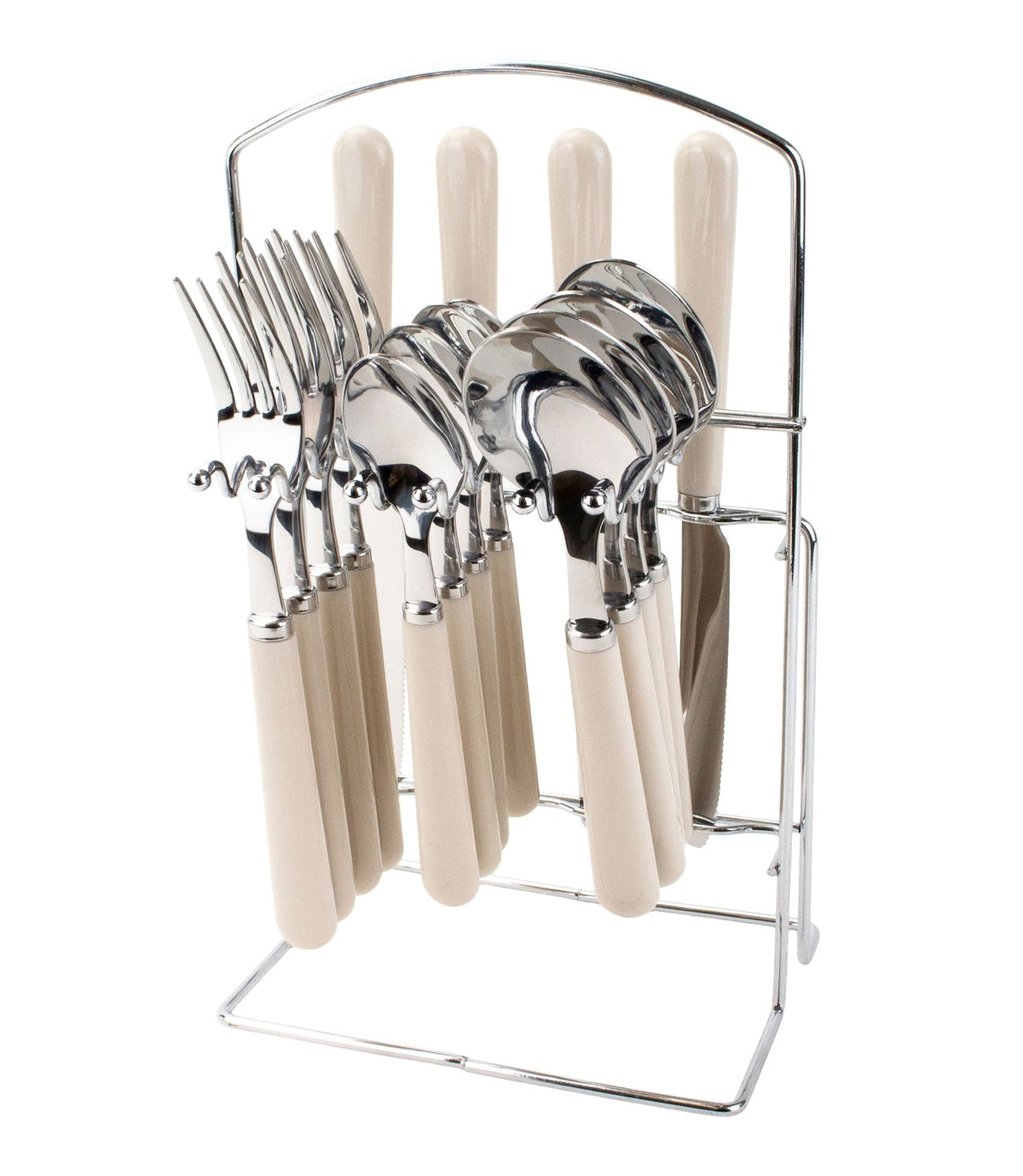 Cutlery Rack with Forks, Knives, Spoons, Teaspoons, Stand
