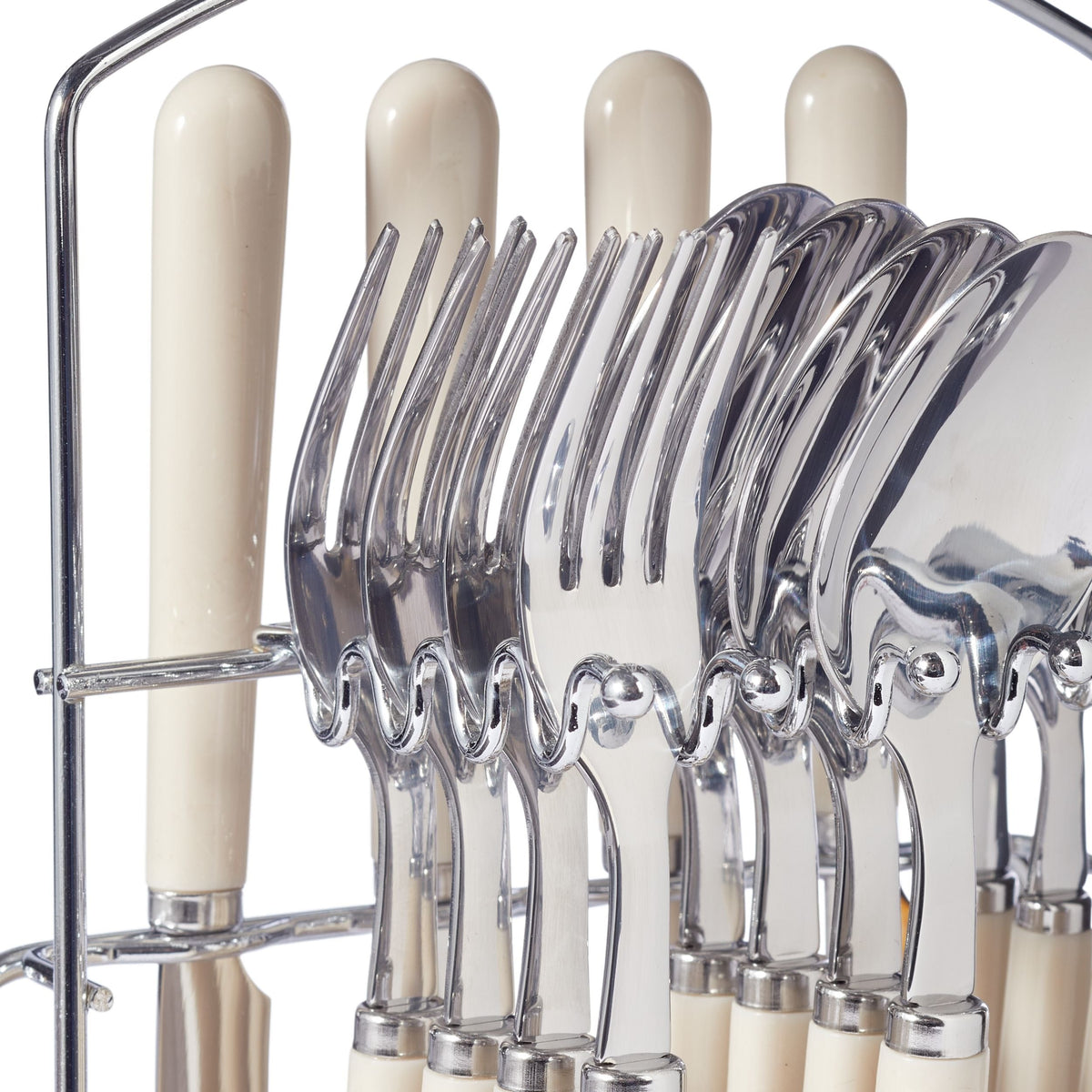Cutlery Rack with Forks, Knives, Spoons, Teaspoons, Stand