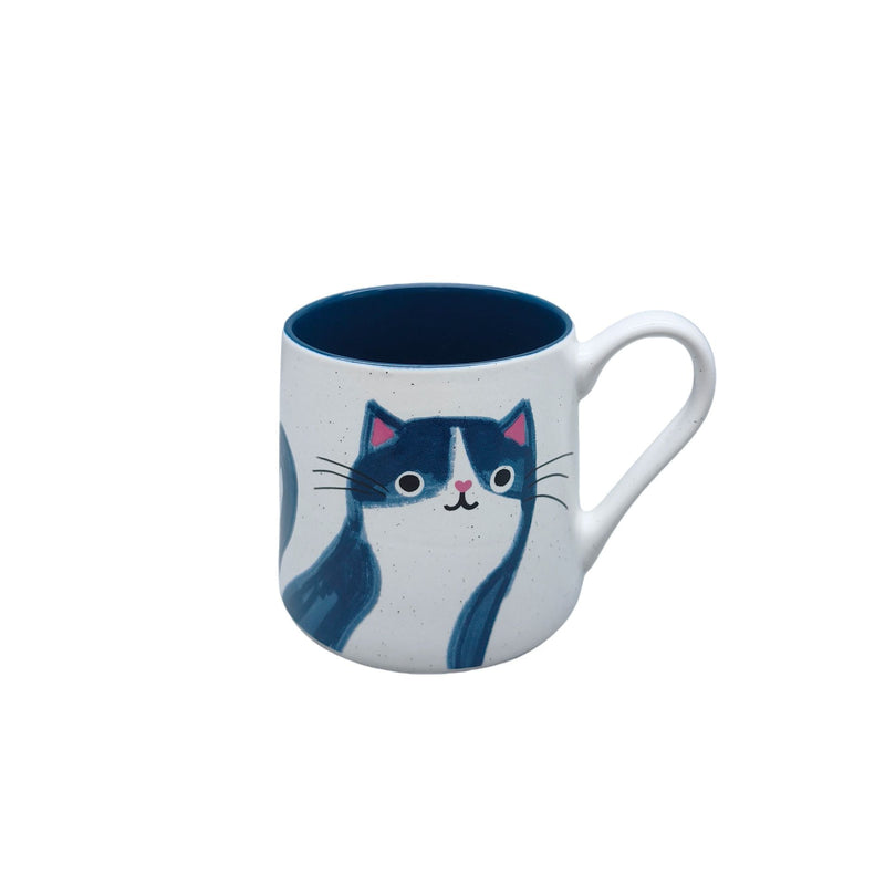 Durable Stoneware Cat Mug, Blue, 18-oz U7050