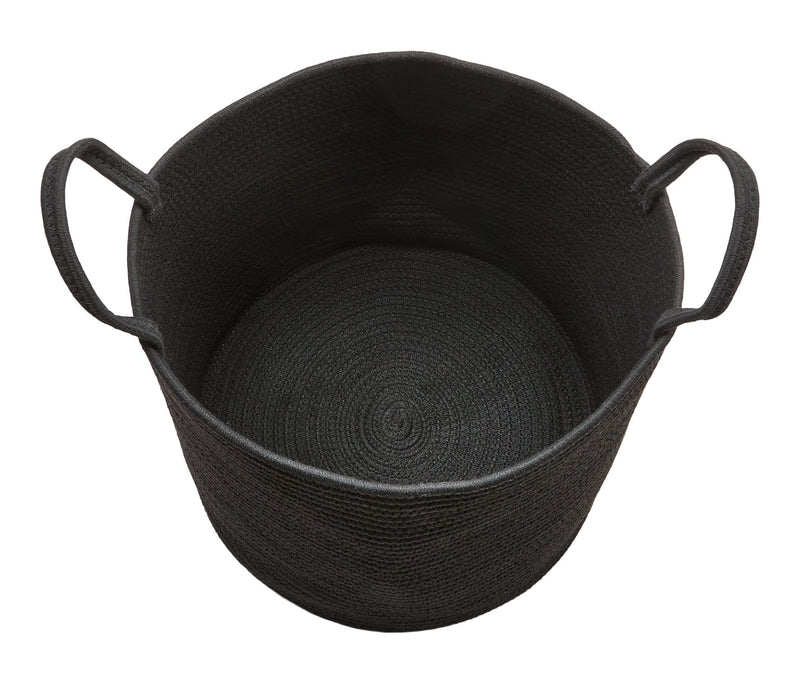Finn Woven Cotton Rope Storage Basket, Black J9769
