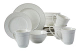 Gablehurst Stoneware Dinnerware Set with Mugs, Serves 4, 16-pc, Cream Reactive Glaze