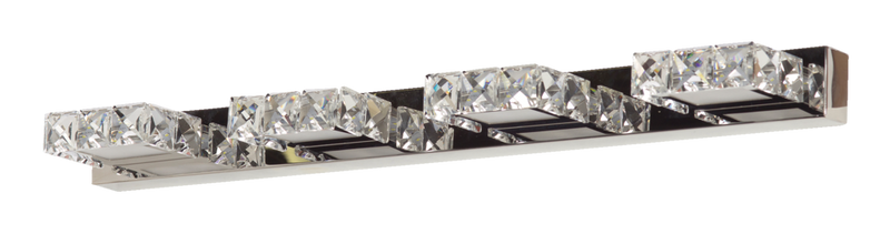 Isabella 4-Light Crystal Design LED Vanity Light Fixture, Chrome R7892