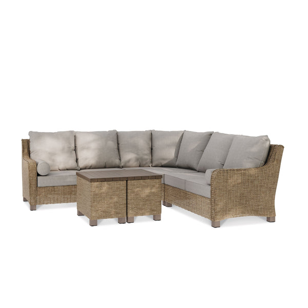 Moraine All-Weather Wicker Outdoor/Patio Sectional Set, UV-Resistant Cushions, 5-pc L3637