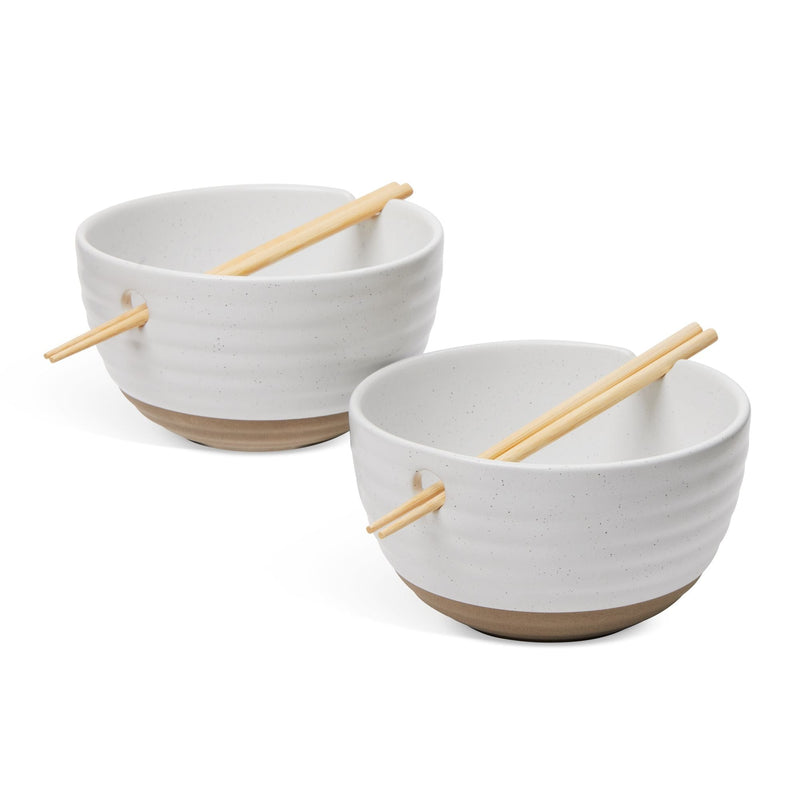 Noodle Bowl with Chopsticks Set, Serves 2, 4-pc, White B7719