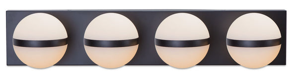 Orion 4-Light Vanity with Acrylic Glass, Black, 25-in A2066