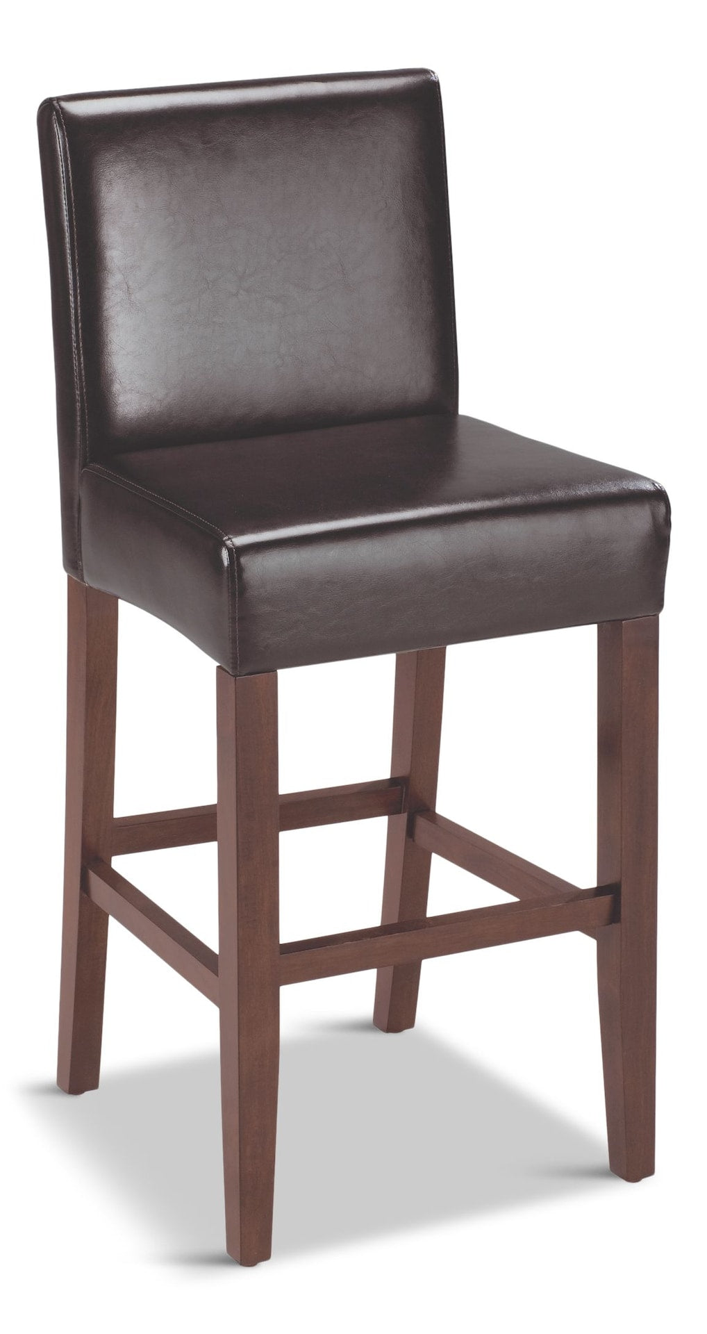 Parsons Wood & PU Leather Bar Stool With Backrest, Dark Brown