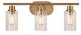 Rosstown 3-Light Vanity Light Fixture with Glass Shades, Brushed Gold