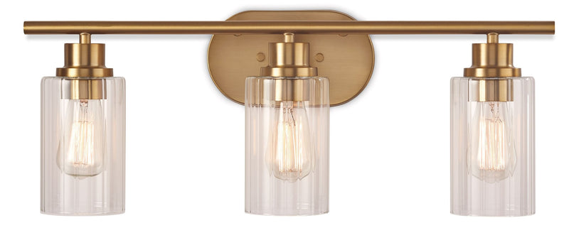 Rosstown 3-Light Vanity Light Fixture with Glass Shades, Brushed Gold Y3859